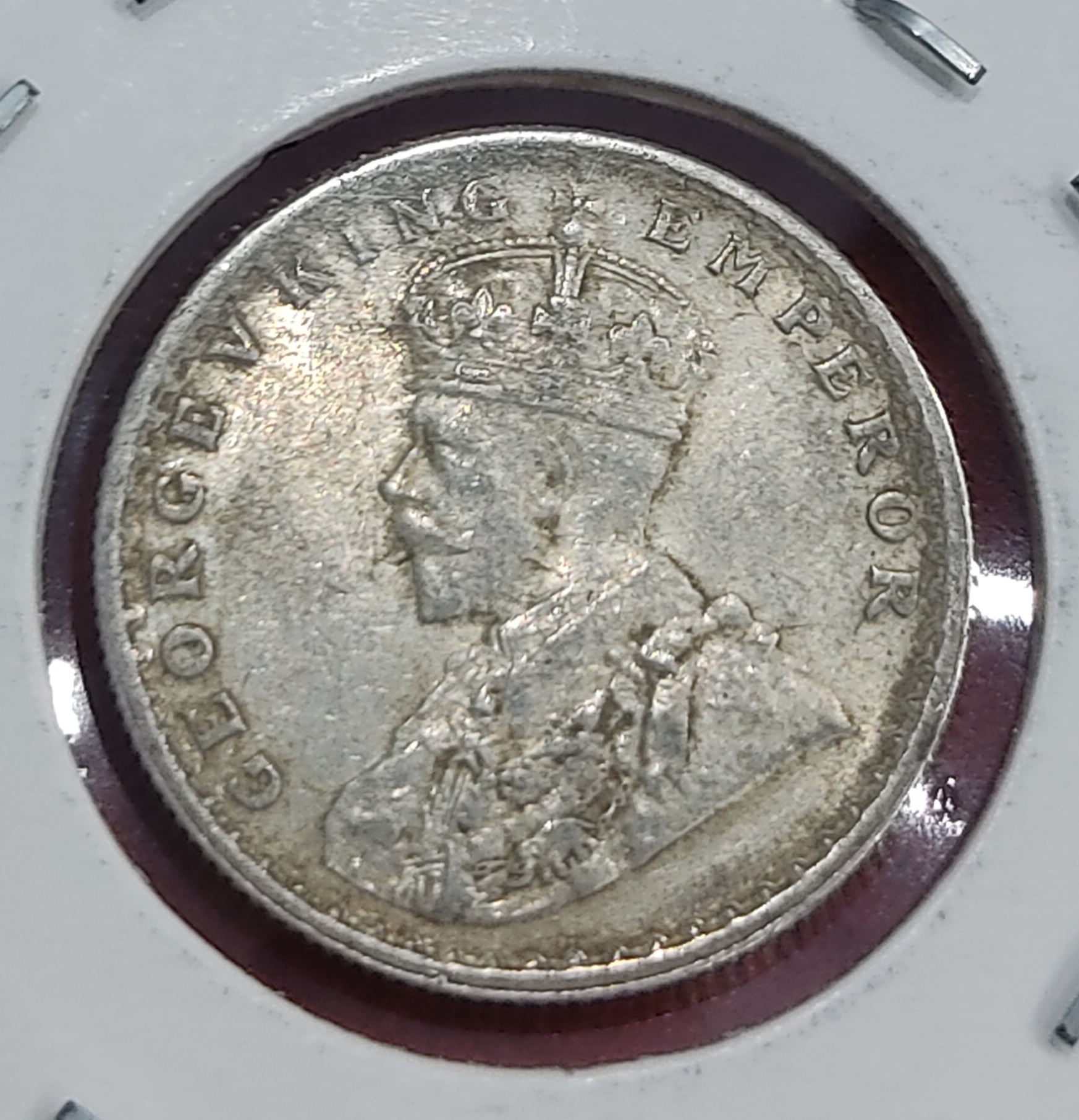 HALF RUPEE SILVER COIN GEORGE V 1925 CALCUTTA - Image 2