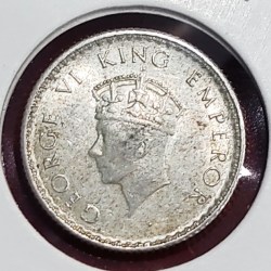 Alternative view of 1/4 RUPEE SILVER COIN 1939 BOMBAY MINT