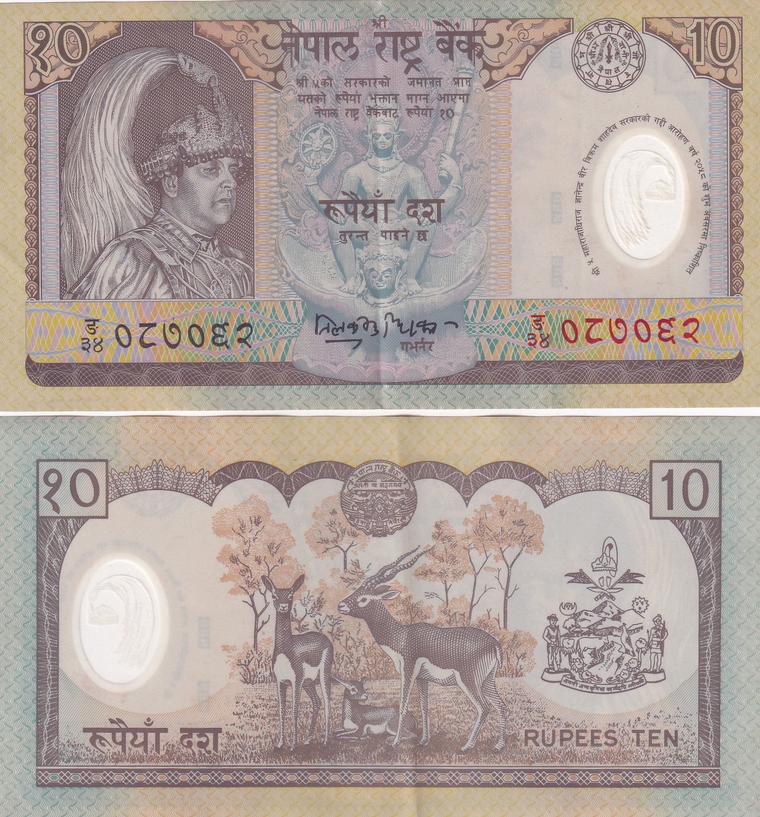 Nepal 10 Rupees - Gyanendra Bir Bikram Accession Polymer Note #Q