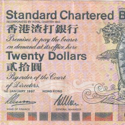 Hong Kong 20 Dollars Rare World Note#B2