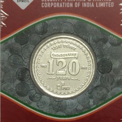 Alternative view of 10 Gms 999 Pure Silver 120 Years Coin India Government Mint Hyderabad Edition rare