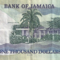 Alternative view of Jamaica 1000 Dollars (Watermark portrait) Rare World Note#B2