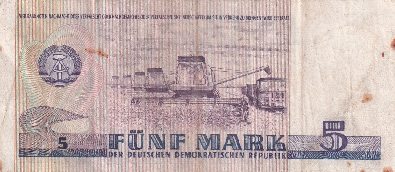 German Democratic Republic 5 Mark 1975 rare World Note #B2 - Image 2