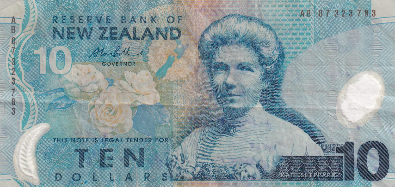 New Zealand 10 Dollars Rare Polymer World Note#B2