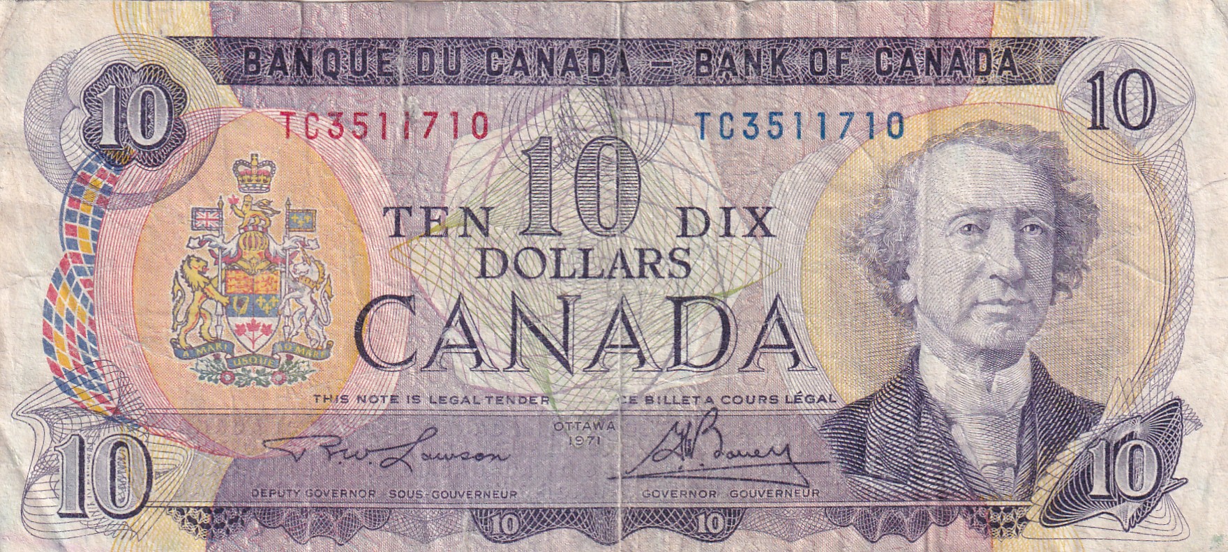 Canada 10 Dollars Rare World Note#B2
