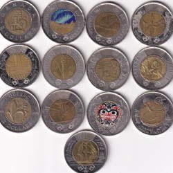 13 DIFFERENT CANADA 2 DOLLARS (13 PCS ) COMMEMORATIVE COIN SET #Z-96