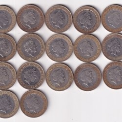 Alternative view of 17 DIFFERENT COMMEMORATIVE ENGLAND 2 POUND BYMETALLIC COIN SET #Z-97