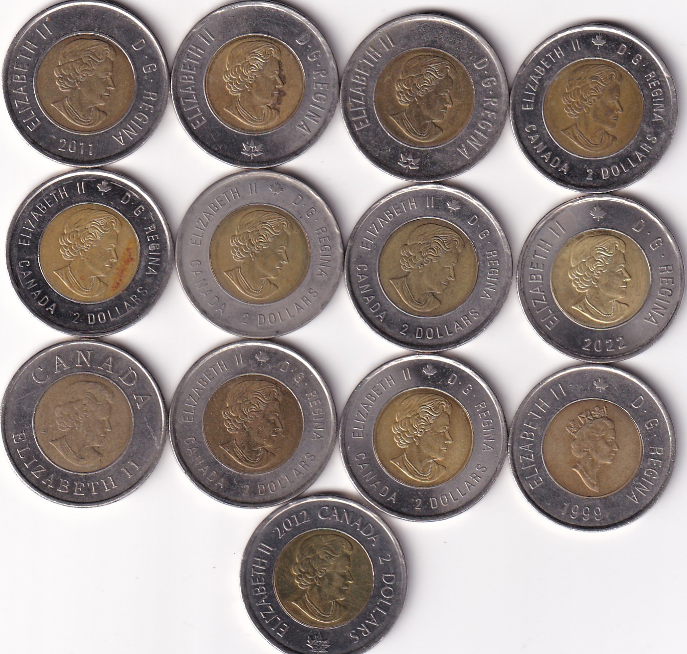 13 DIFFERENT CANADA 2 DOLLARS (13 PCS ) COMMEMORATIVE COIN SET #Z-96 - Image 2