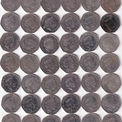 Alternative view of 50 DIFFERENT COMMEMORATIVE ENGLAND 50 PENCE (50 PCS ) COIN SET #Z-103