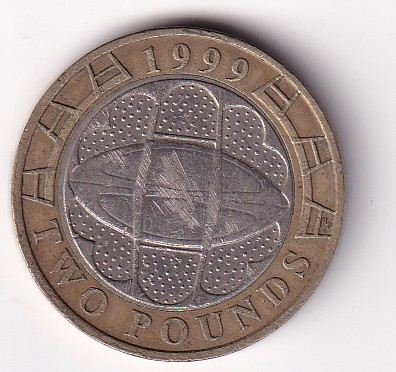 England 2 Pounds 1999 (Elizabeth II ;Rugby World Cup) Commemorative Bimetallic Coin #Z-108