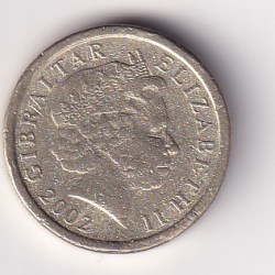 Alternative view of United Kingdom ›Gibraltar 1 Pound - Elizabeth II Castle and Key; head with tiara RARE COIN #Z-113