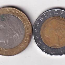 Alternative view of Italy 2 Different Denomination (1000 Lire, 500 Lire) Rare Coin (2 pcs) Set#Z-116