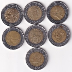 7 Different Commemorative Italy 500 Lire (7 Pcs) Bimetallic Coin Set #Z-119