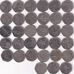 33 Different United Kingdom 50 Pence Commemorative Coin Set #Z-120