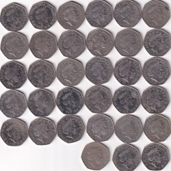 Alternative view of 33 Different United Kingdom 50 Pence Commemorative Coin Set #Z-120
