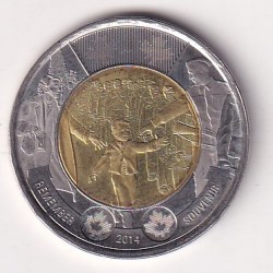 Canada 2 Dollars 2014 - Elizabeth II Wait for Me, Daddy Bimetallic Rare Coin #Z-146