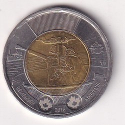 Canada 2 Dollars 2016 - Elizabeth II Battle of The Atlantic Bimetallic Rare Coin #Z-147