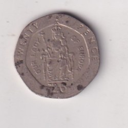 Alternative view of United Kingdom › Gibraltar 20 Pence 2003 - Elizabeth II Our Lady of Europa; head with tiara Bimetallic Rare Coin #Z-151