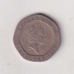 United Kingdom › Gibraltar 20 Pence 2003 - Elizabeth II Our Lady of Europa Bimetallic Rare Coin #Z-152