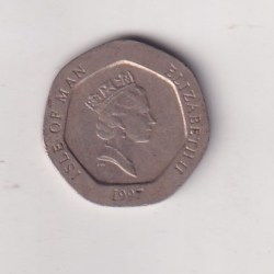 Alternative view of Isle of Man 20 Pence 1997- Elizabeth II Race cars Bimetallic Rare Coin #Z-153
