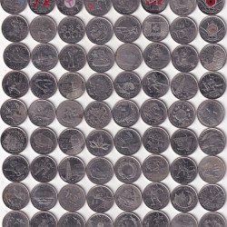 85 DIFFERENT COMMEMORATIVE CANADA 25 CENTS COIN SET RARE ( 85 COIN SET) #Z-155