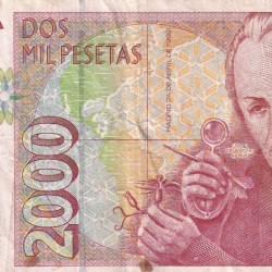 Spain 2000 Pesetas Rare World Note#B2