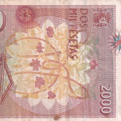 Alternative view of Spain 2000 Pesetas Rare World Note#B2