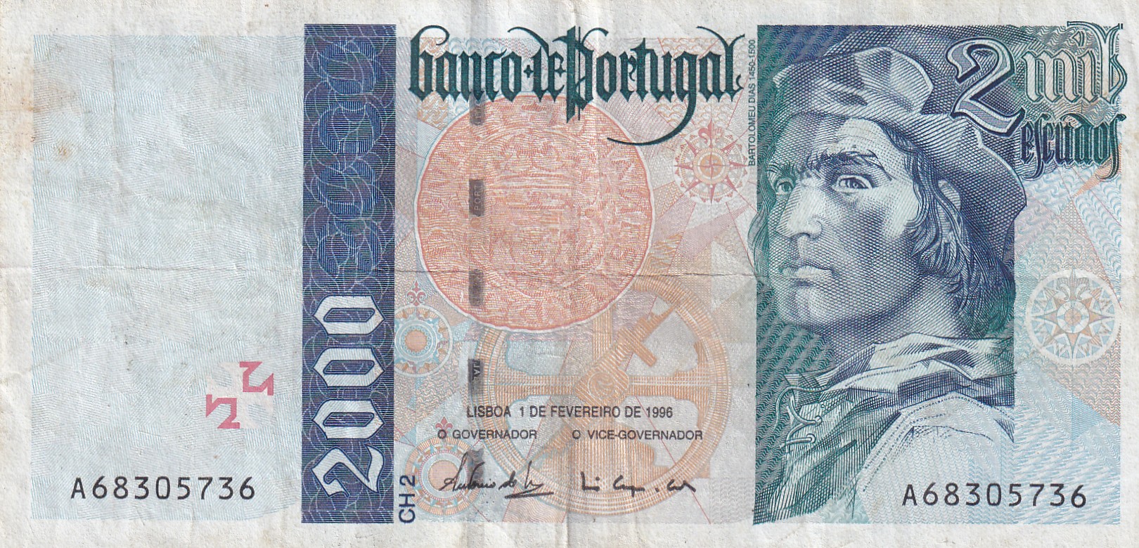 Portugal 2000 Escudos Rare World Note#B2