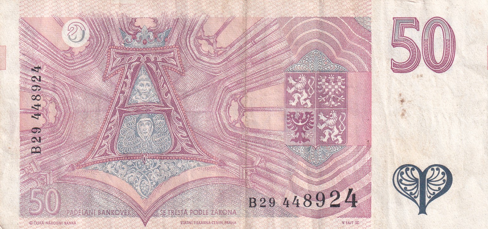 Czech 50 Korun Rare Note #B2 - Image 2