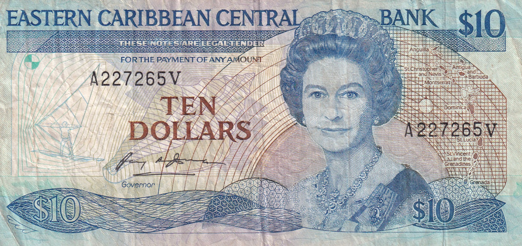 Eastern Caribbean States 10 Dollars Rare World Note#B2