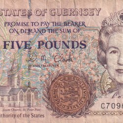 Guernsey 5 Pound Old Issue Rare World Note#B2