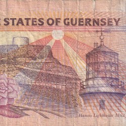 Alternative view of Guernsey 5 Pound Old Issue Rare World Note#B2