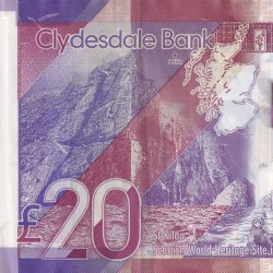 Alternative view of Scotland 20 Pounds (Clydesdale Bank) Rare Polymer World Note#B2