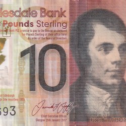 Scotland 10 Pounds (Clydesdale Bank) Rare Polymer World Note#B2