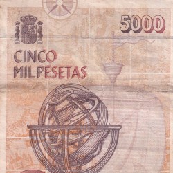 Alternative view of Spain 5000 Pesetas Rare World Note#B2