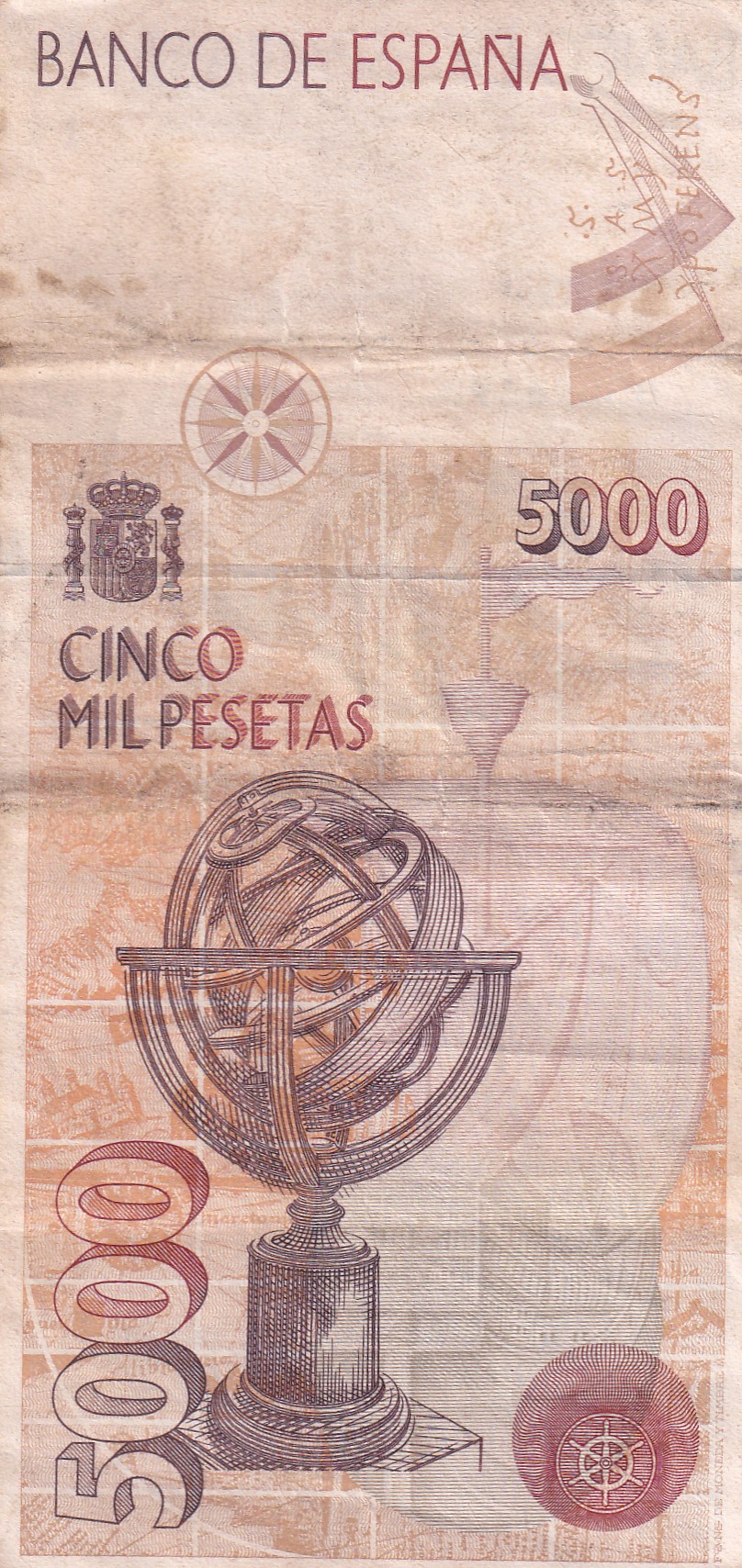 Spain 5000 Pesetas Rare World Note#B2 - Image 2