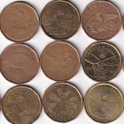 15 Different Canada One Dollar Commemorative Coin (15 Pcs) Coin Set #Z-126