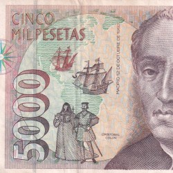 Spain 5000 Pesetas Rare World Note#B2