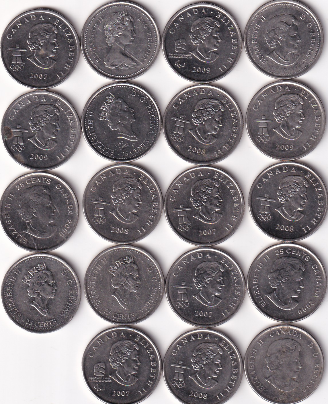 19 Different Canada 25 Cent Commemorative Coin (19 Pcs) Coin Set #Z-127 - Image 2