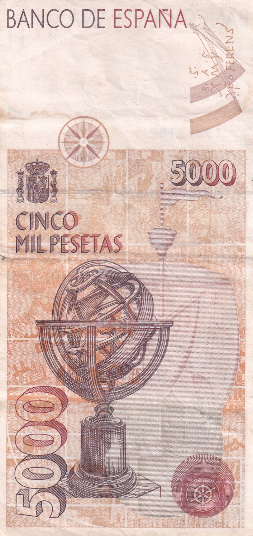 Spain 5000 Pesetas Rare World Note#B2 - Image 2