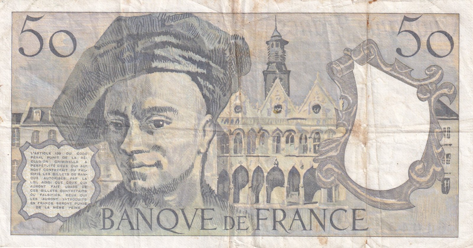 France 50 Francs (Quentin de la Tour type 1976) Rare World Note
