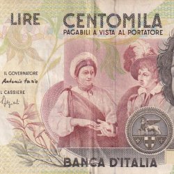 Italy 100 000 Lire Caravaggio (2nd type) Rare World Note