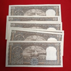 Alternative view of Ten Rs Rare Black Boat Notes Governor S.Jagamathan Unc Condition Republic of India