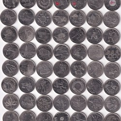56 Different Canada 25 Cent Commemorative Coin Set (56 Pcs Set) #Z-178
