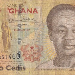 Ghana 2 Cedis Rare World Note #B2