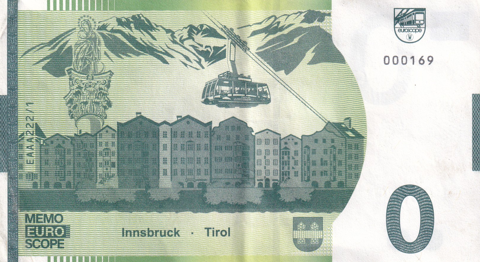 Austria 0 Memo Euro - (Innsbruch Goldenes dachl) Rare World Note #B2 - Image 2