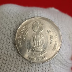 Alternative view of Two Rs Copper Nickel Supreme Court of India Shifted Coin Unc Condition