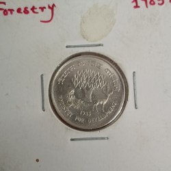 Alternative view of Twenty Five Paise Rare Coin Forsety For Development 1985 Year Calcutta Mint Unc Condition Republic of India