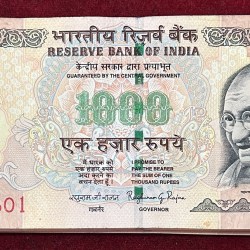1000 Rupees serieal packet 2016 Raghuram Rajan telescope Number unc seriel 100 note packet