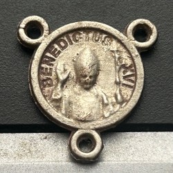 Alternative view of Rare Vintage Italy Medal Pope Benedict XVI Rosary Centerpiece – Vintage Italian Catholic